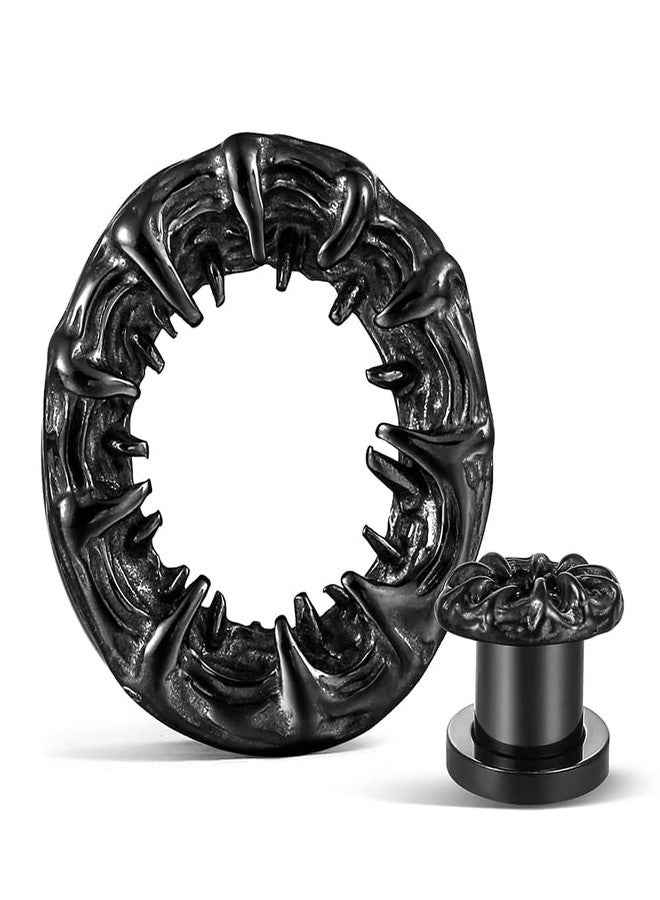 Earblity 1 Pair ear gauges with Halloween Dark Series 00g/10mm Ear Tunnels Plugs 316 Stainless Steel Black Ear Weight Screw Back for Ears Hypoallergenic expander Piercing Body Jewelry - Image 1